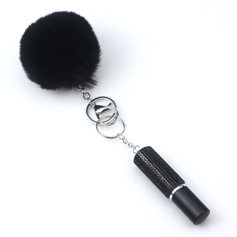 Alloy Hair Ball Perfume Spray Bottle KeyChain