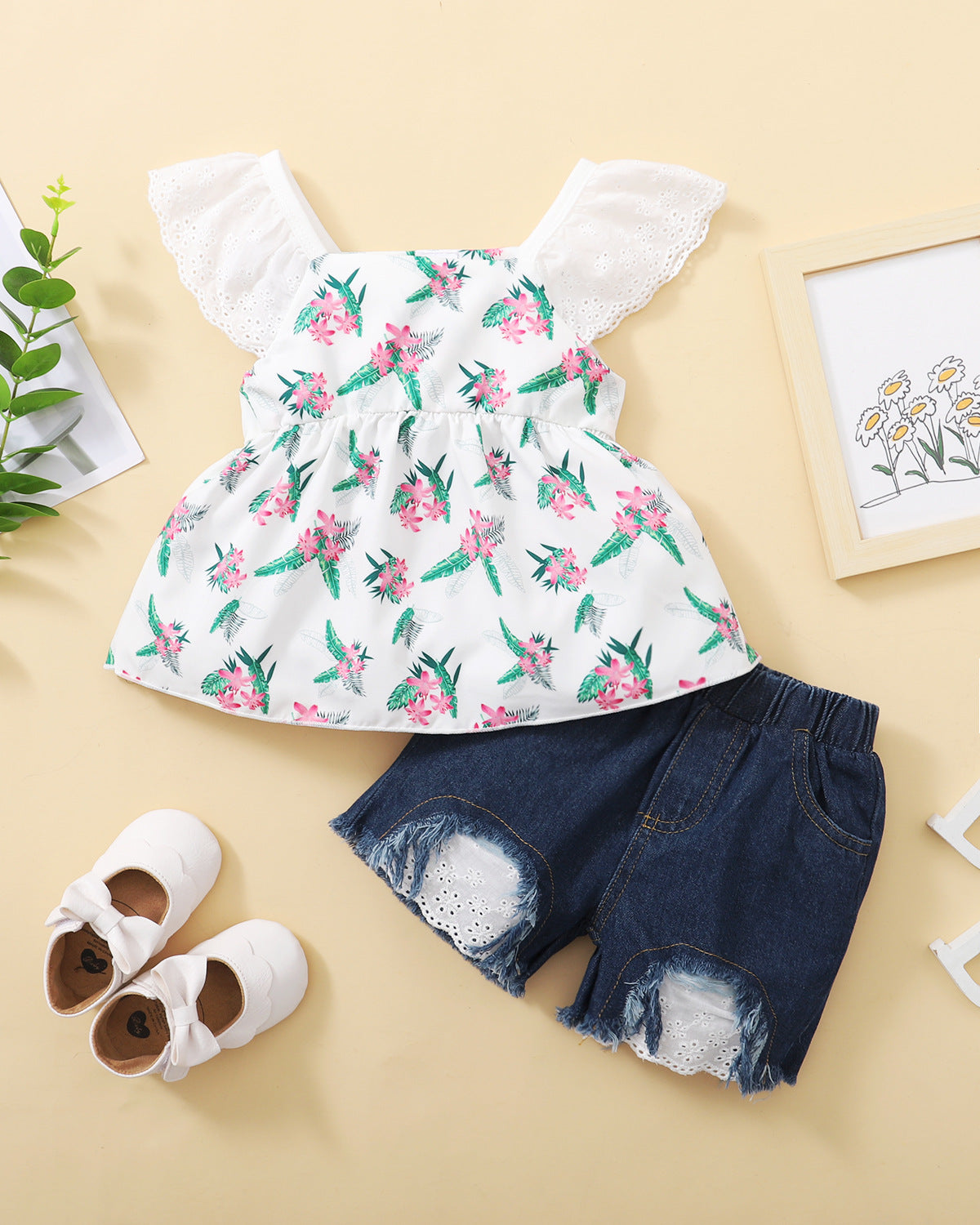 Rustic Lily Tops + Shorts Polyester Baby Clothes