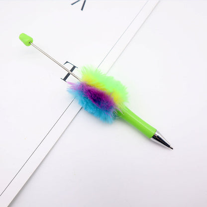 Colorful Beadable Pen Plush Pom Pom Beadable Pen