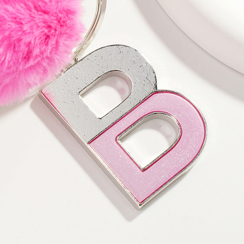 Two-color English Letter Fur Ball Keychain