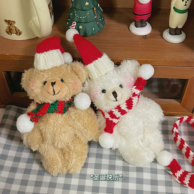 Christmas Bear Plush Toy Keychain