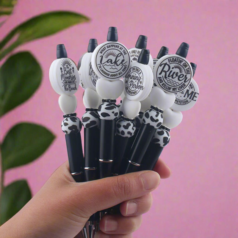 Beaded Pens Black Silicone Beaded Pen