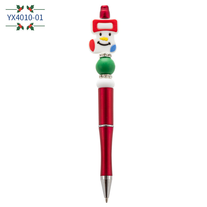 Christmas Cartoon Silicone Handmade Beaded Pen Ballpoint Pen