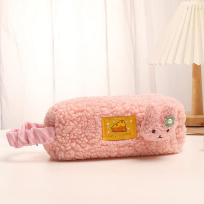 Portable Lamb Wool Large Capacity Simple Pencil Case