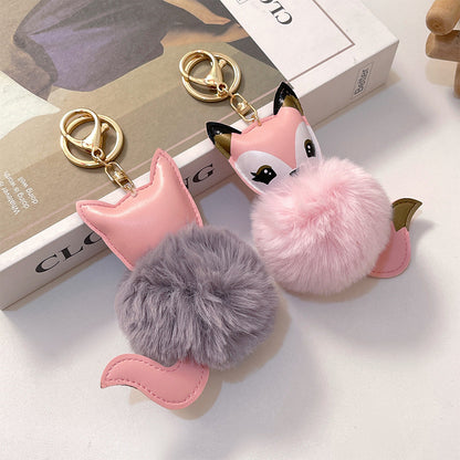 Cartoon Cute Fox PU Plush Key Chain