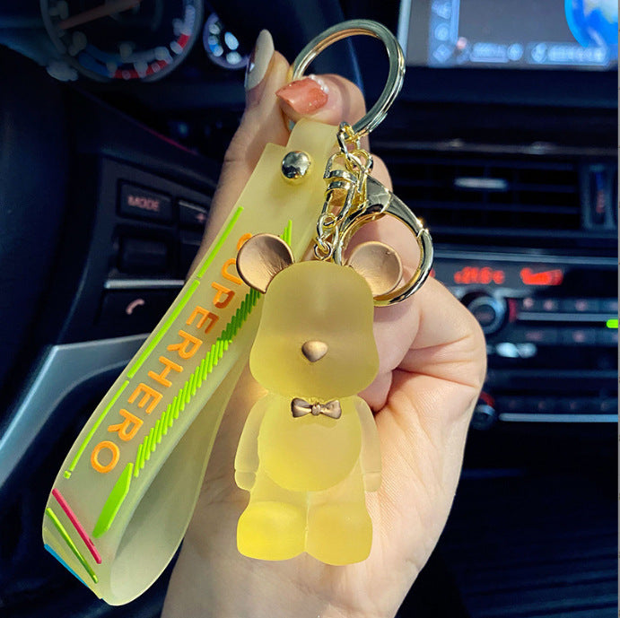 Cartoon Crystal Bow Tie Bear PVC Soft Glue Creative Keychain