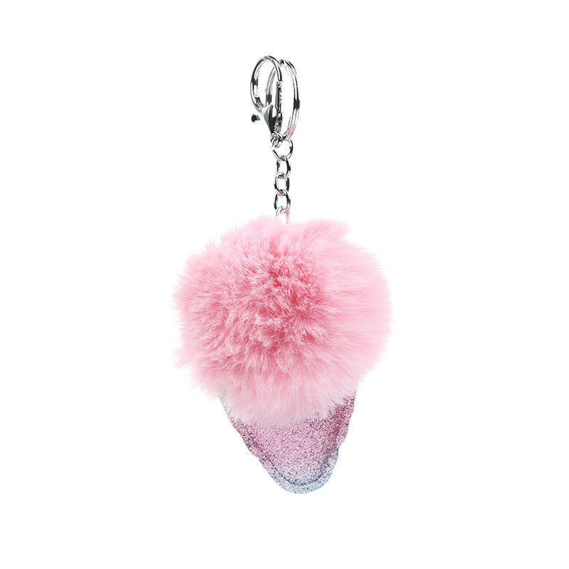 Hair Ball Ice Cream Cone Keychain