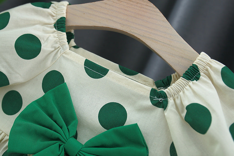 Kids Summer Polka Dot Butterfly Cotton Dress