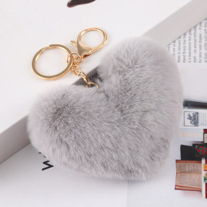 Plush Love Keychain Peach Heart Ball Keychain