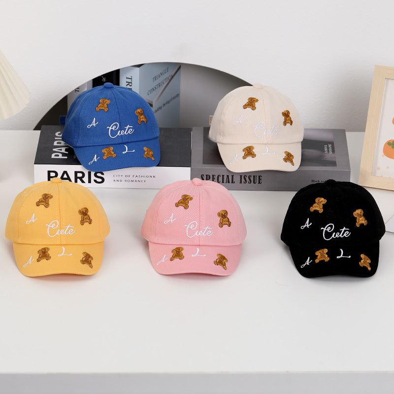 Summer Cotton Teddy Bear Embroidered Children's Baseball Caps