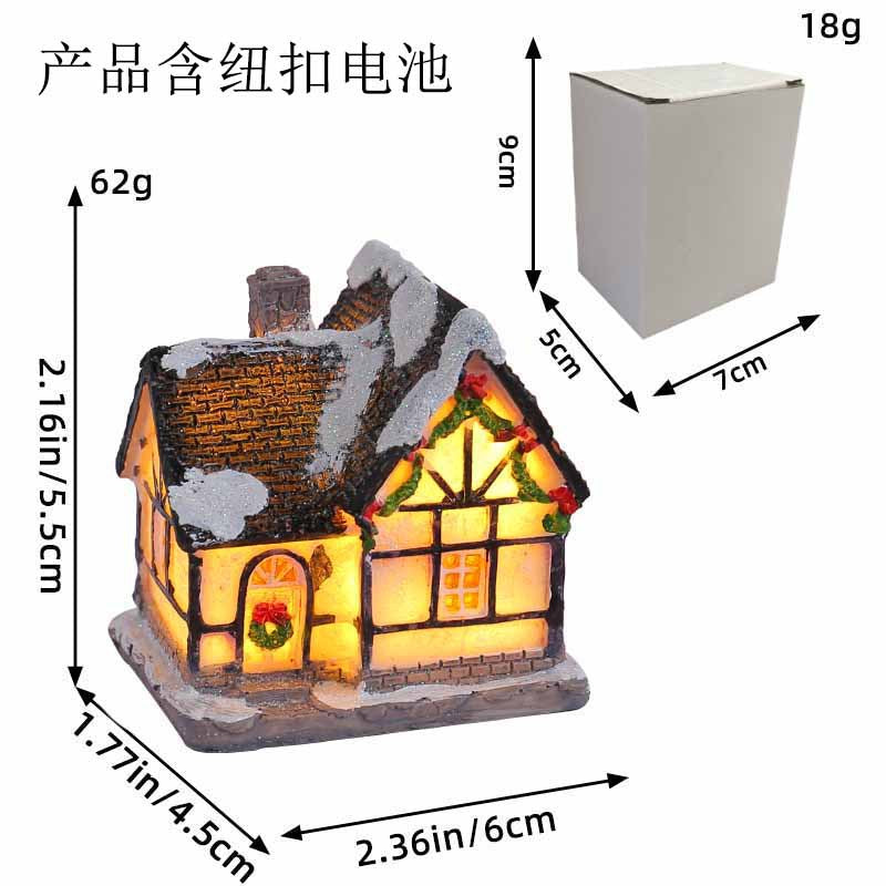 Christmas Resin Colored Luminous House Desktop Ornaments