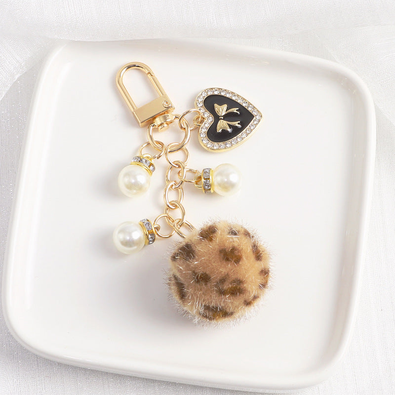 Leopard Fur Ball Keychain