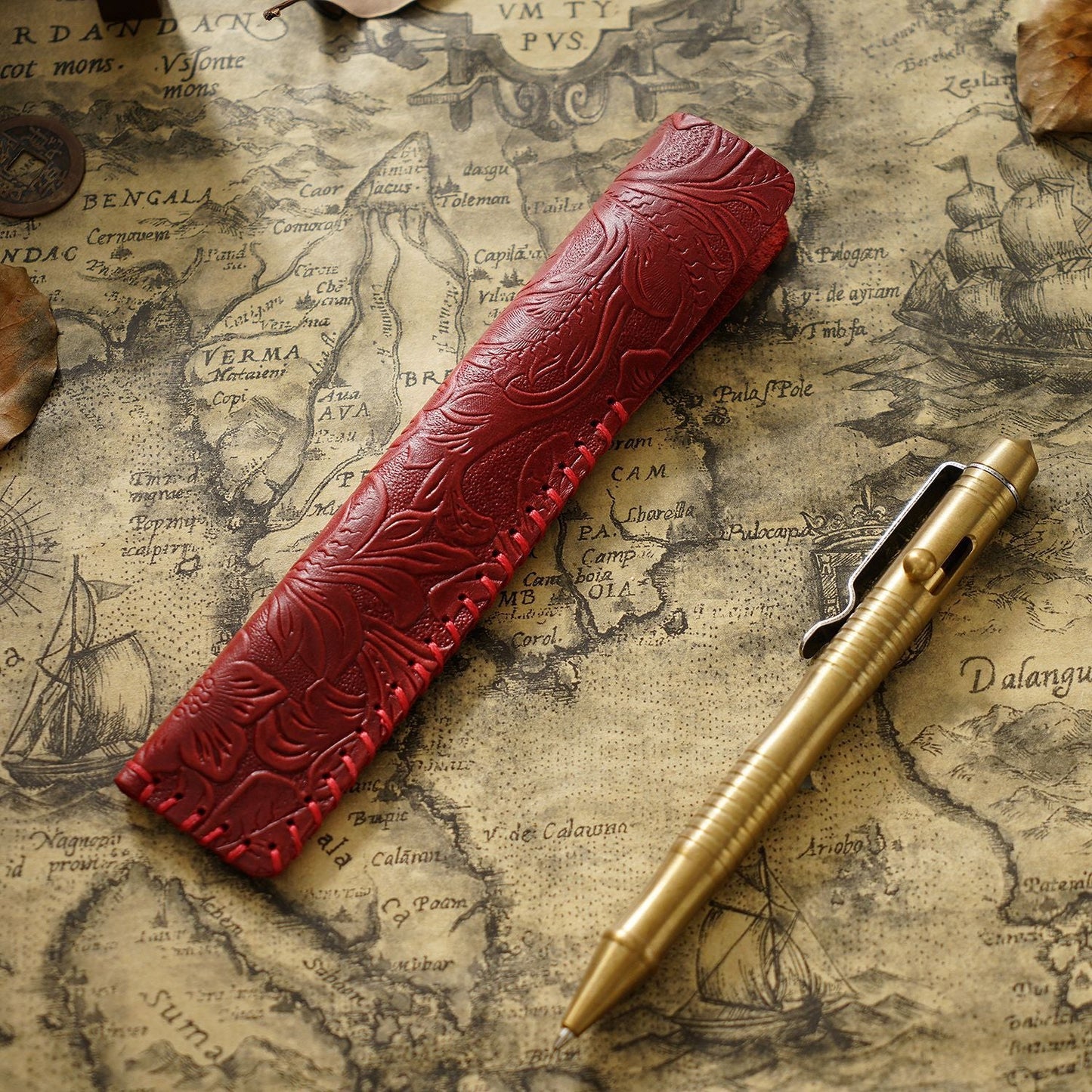 Retro Pure Handmade Head Layer Cowhide Creative Pen Bag