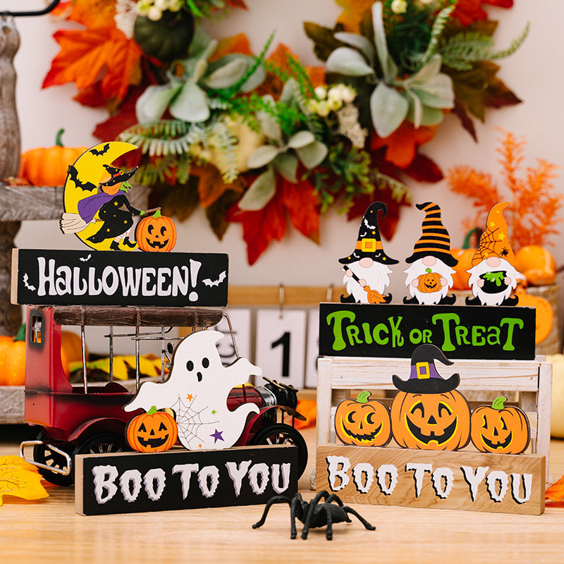 Halloween Pumpkin Wood Ornaments