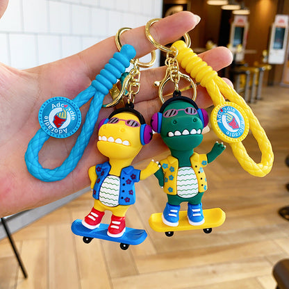 Cartoon DJ Little Dinosaur Doll PVC Keychain Cute Keychain