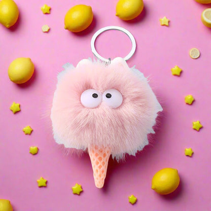 Cartoon Ice Cream Plush Keychain