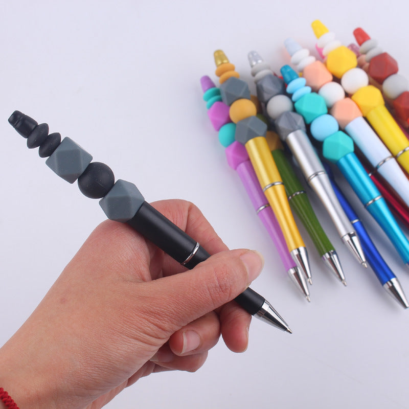Beadable Pens Handmade Colorful Silicone Beaded Ballpoint Pen