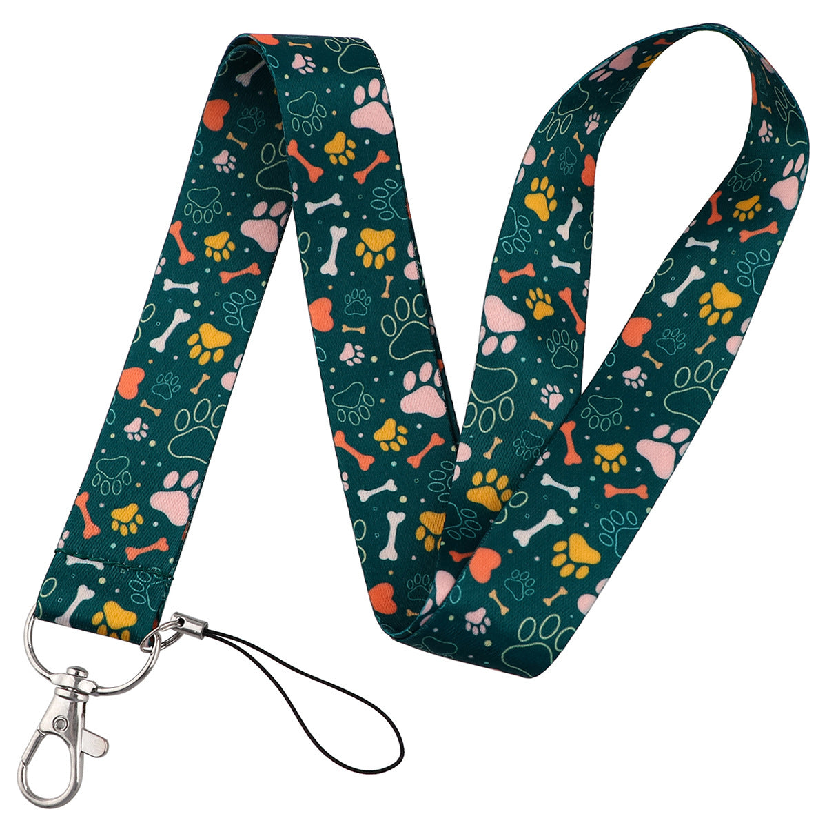 Puppy paw print card holder mobile phone lanyard keychain