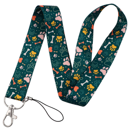 Puppy paw print card holder mobile phone lanyard keychain