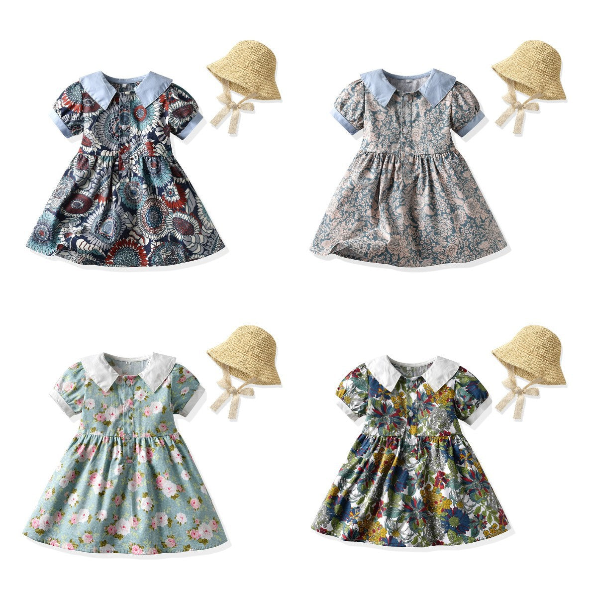 Children's Cotton Countryside Style Floral Dresses