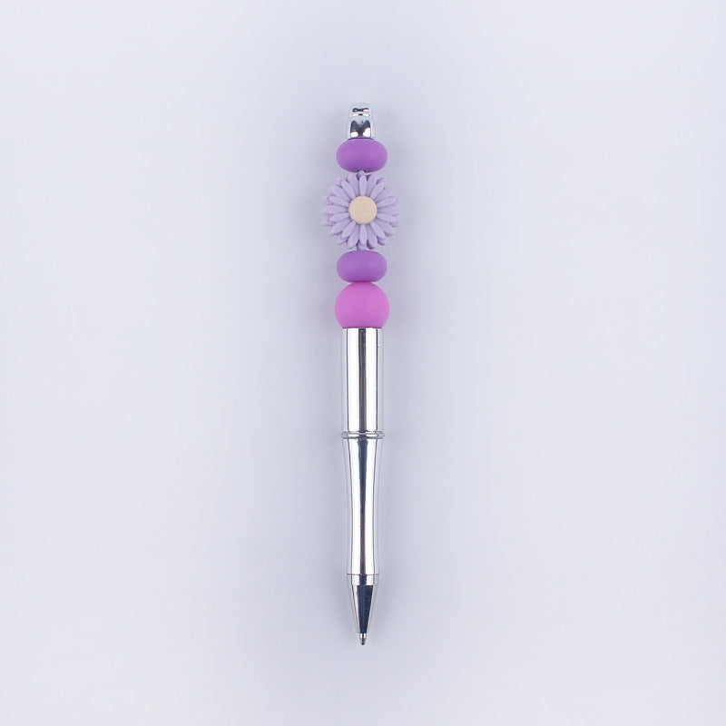 Beadable Pens Handmade Daisy Silicone Beaded Ballpoint Pen