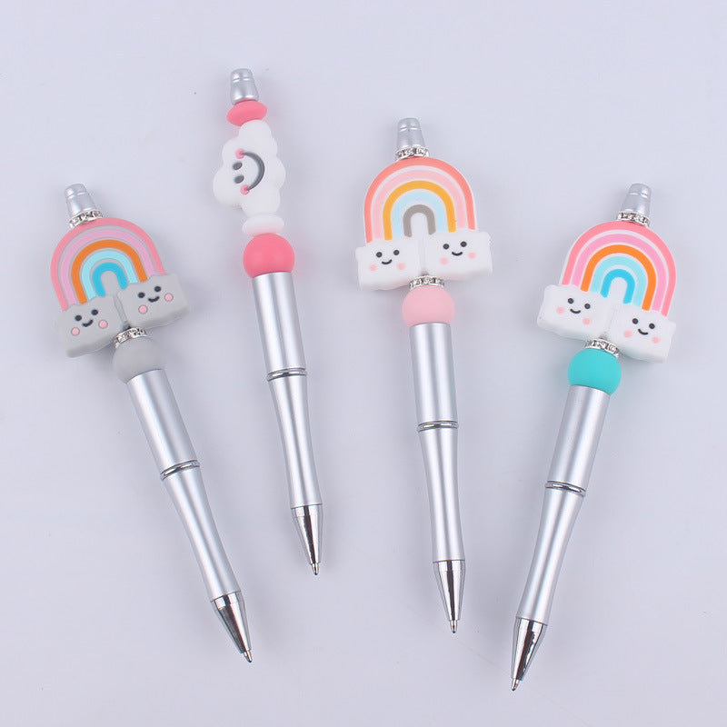 Cartoon Rainbow Cloud Silicone Handmade Beadable Pens
