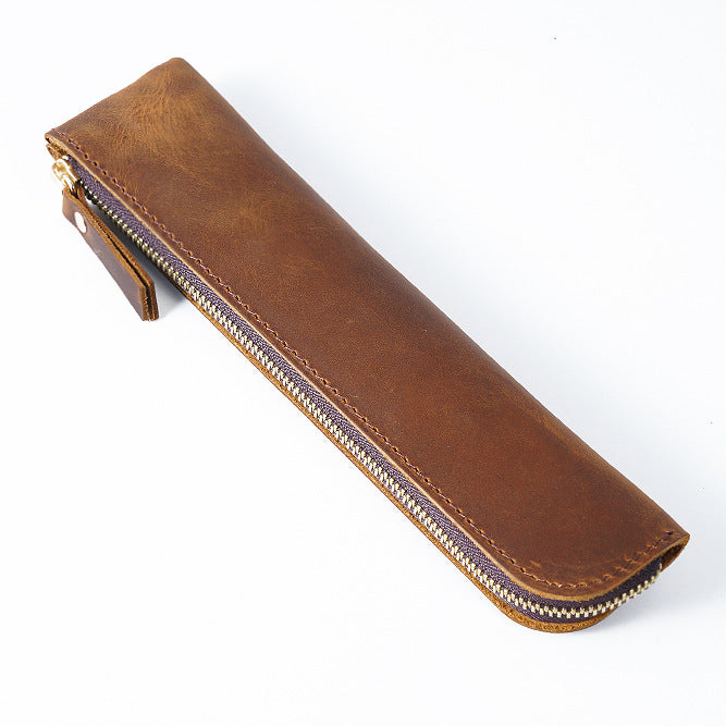 Cowhide Simple Pencil Case