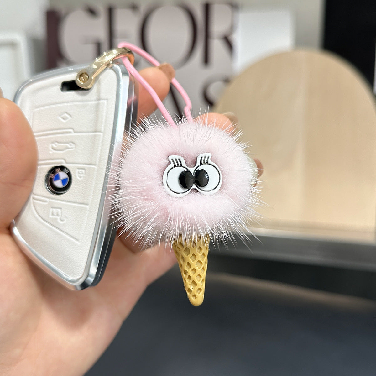 Briquette Ice Cream Plush Keychain