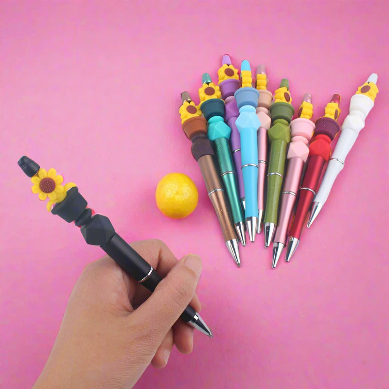 Handmade Bead Pen Sunflower Silicone Ballpoint Pen