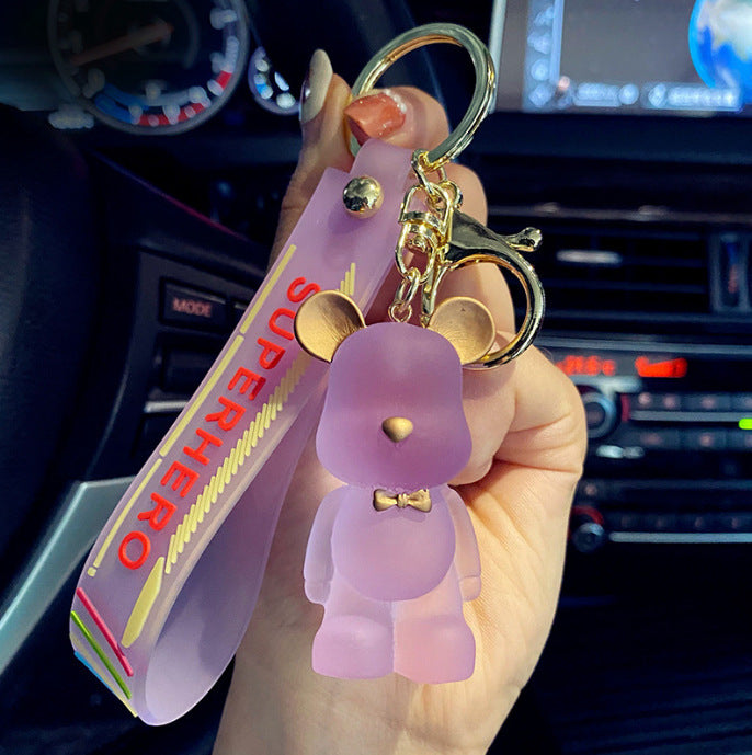Cartoon Crystal Bow Tie Bear PVC Soft Glue Creative Keychain