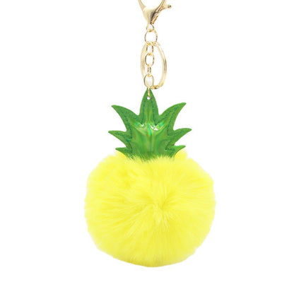 Polyester Pineapple Fur Ball Keychain