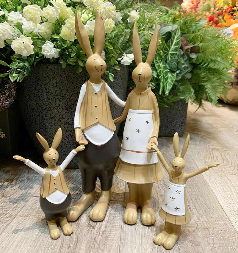 Resin Family  Four Rabbit Decoration