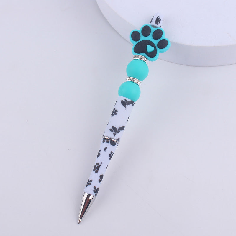 Handmade Bead Pen Cartoon Dog Paw Silicone Ballpoint