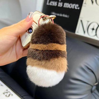 Raccoon Tail Plush Keychain