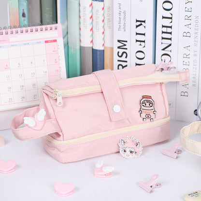 Large Capacity Color Matching Woven Pencil Case
