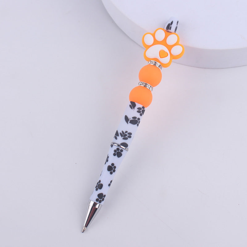 Handmade Bead Pen Cartoon Dog Paw Silicone Ballpoint