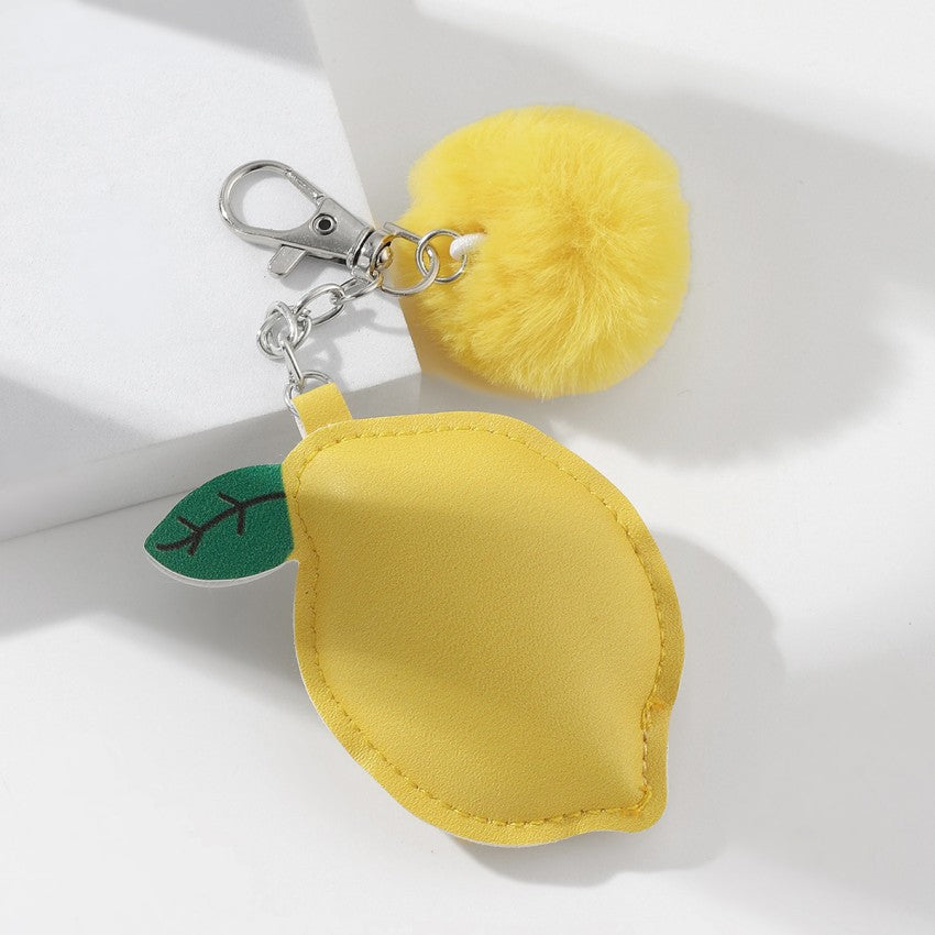 Cotton Filled Leather Fruit Keychain