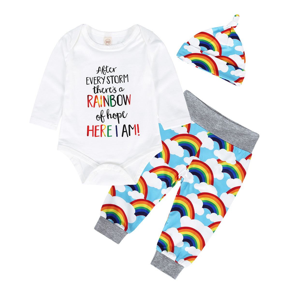 Wholesale Children's Hooded Romper Three-piece Polyester Baby Clothes