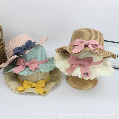Bowknot Sweet and Lovely Paper Grass Kids Hat