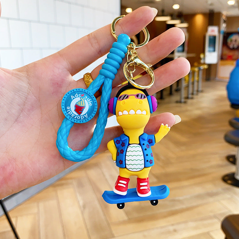 Cartoon DJ Little Dinosaur Doll PVC Keychain Cute Keychain