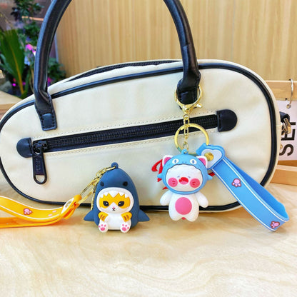 Cartoon Keychains Shark Cat Schoolbag Silicone Cute Keychain