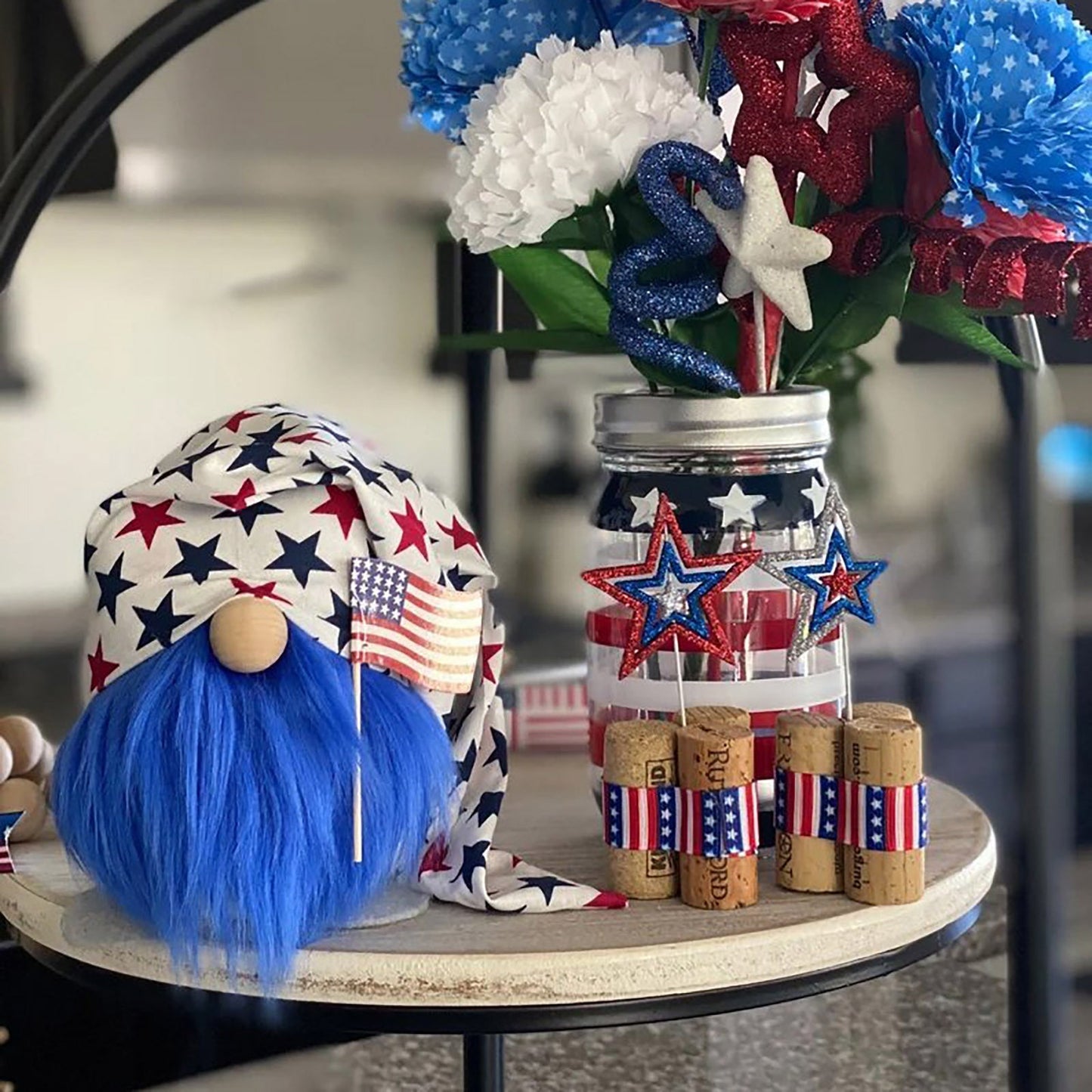 Fabric Independence Day Striped Five Star Faceless Doll