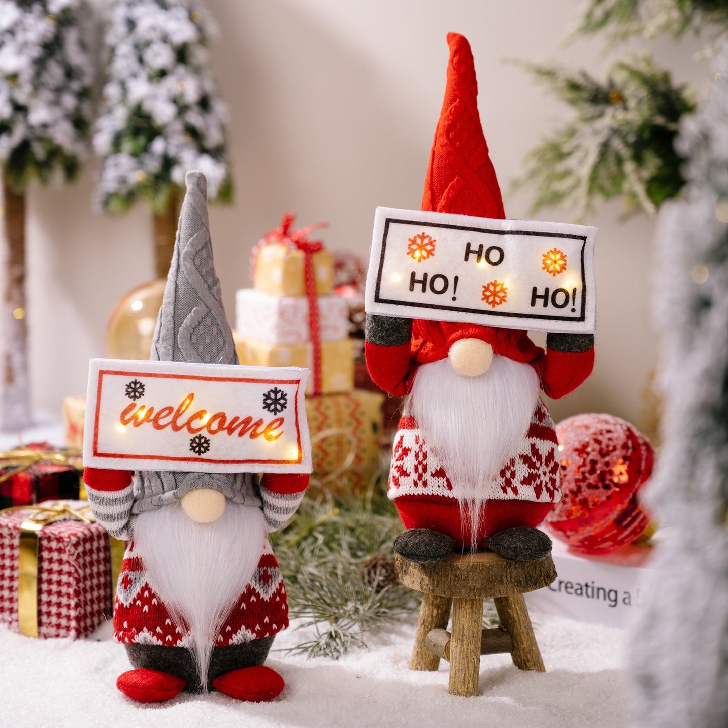 Christmas Lantern Sign Fabric Figurine Ornaments