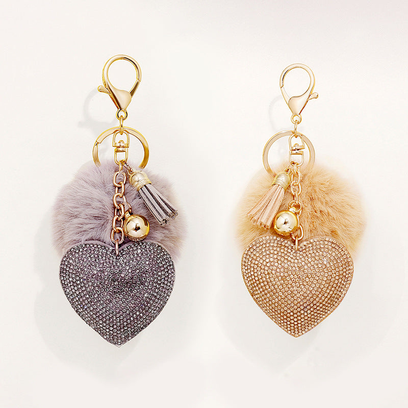 of 50pcs Velvet Inlaid Diamond Heart Tassel Zinc