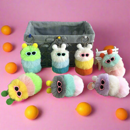 New Cute Caterpillar Plush Keychain