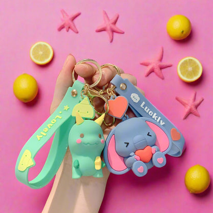 Cartoon Dinosaur Elephant Silicone Keychain Cute Keychain