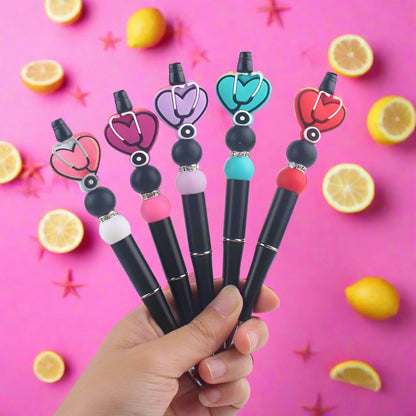 Handmade Bead Pen Stethoscope Love Silicone Ballpoint Pen
