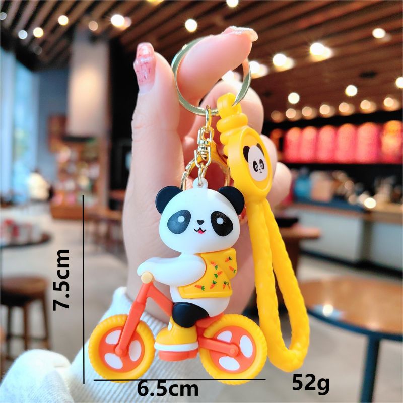 Cartoon Cycling Panda PVC Keychain Cute Keychain