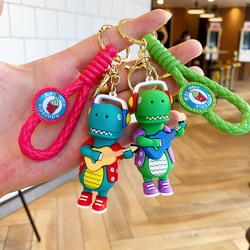 Cartoon DJ Little Dinosaur Doll PVC Keychain Cute Keychain