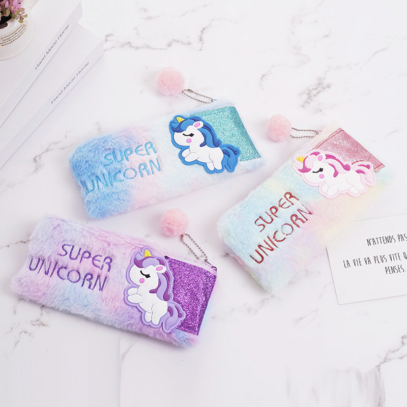Unicorn Colorful Plush Pen Bags